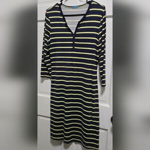 J. McLaughlin Navy and Yellow Striped Dress